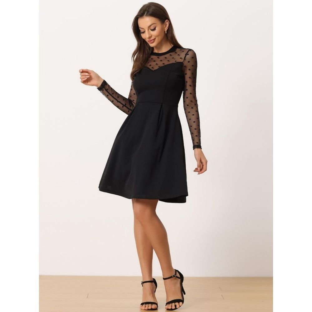 Sweetheart Neckline Mesh Little Black Dress Date Night Cocktail Formal Large